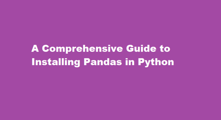 how to install pandas in python