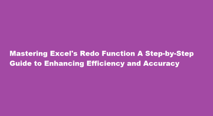 How to redo in excel