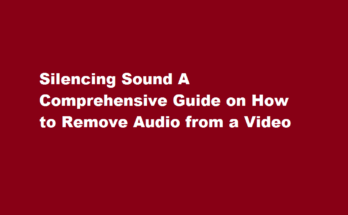 How to remove audio from a video