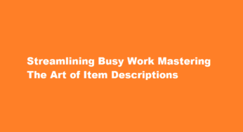 Streamlining Busy Work Mastering The Art of Item Descriptions
