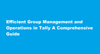 Efficient Group Management and Operations in Tally A Comprehensive Guide