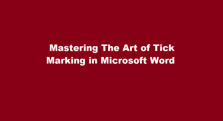how to mark tick in word