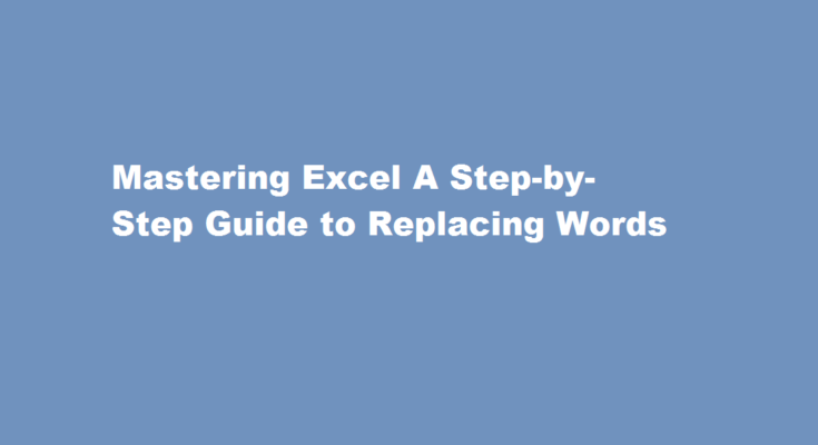 how to replace a word in excel