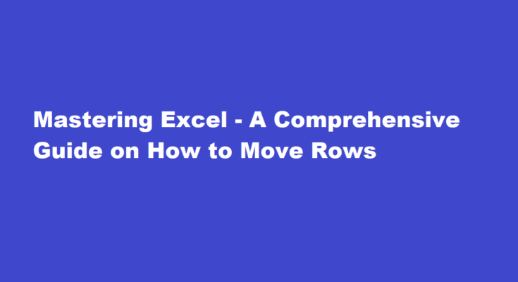 how to move a row in excel